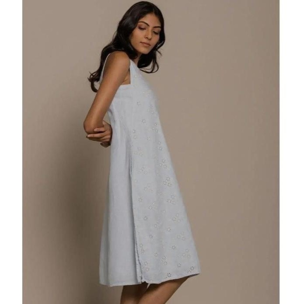 Reistor Stolen Sunsets Dress Extra Small Summer Blue Sleeveless Minimalist Hemp